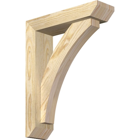 Ekena Millwork Thorton Slat Rough Sawn Bracket w/ Offset Brace, Douglas Fir, 4"W x 14"D x 18"H BKT0402X14X18THR06RDF